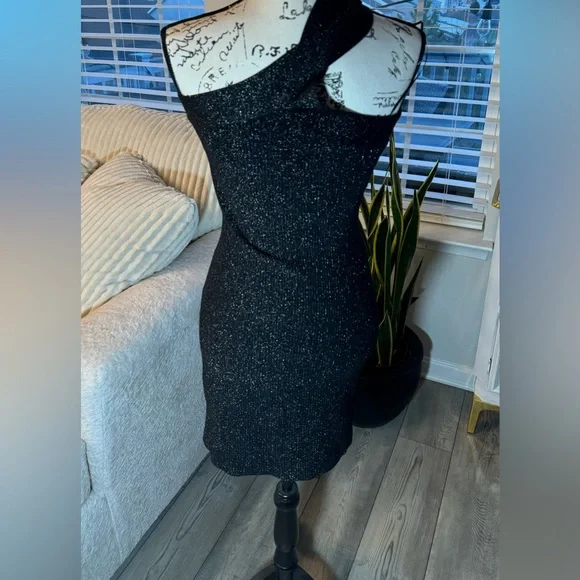 Sincerely Jules Dress Womens Small Black Metallic Knit Halter Bodycon - Picture 5 of 13